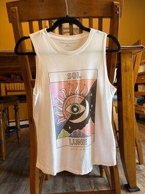 Spiritual Gangster White Sol Lune Graphic Muscle Tank Small